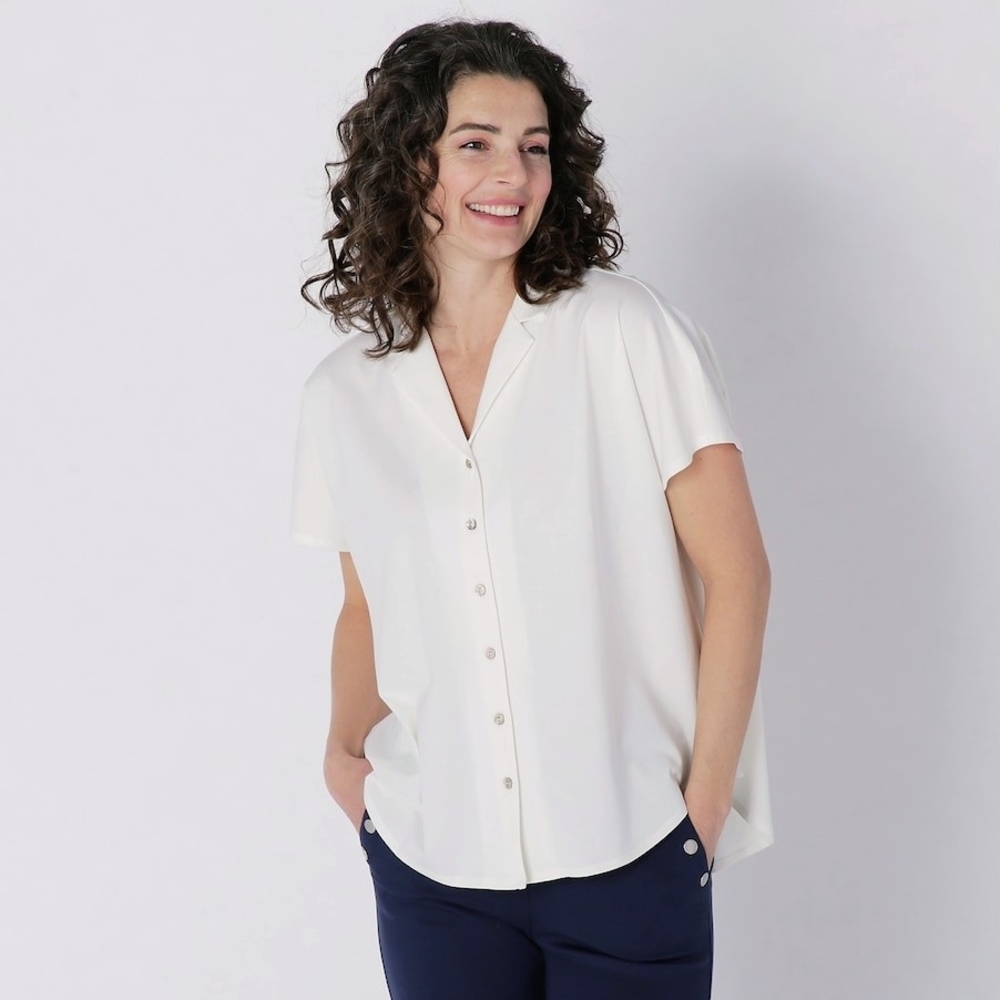 NWT Wynne Layers Narrow Lapel White Women's Blouse Size M